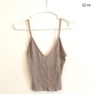 Brandy Melville Crop Tank Spaghetti Strap Tan Brown